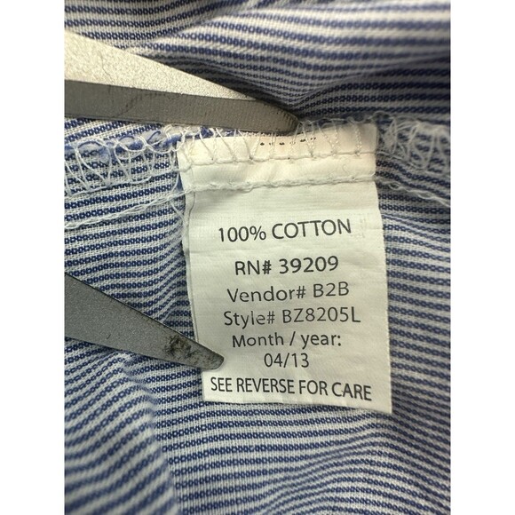 Burnside Shirt Mens Large Blue Striped Long Sleeve Button Up Pocket STAIN - Picture 5 of 10